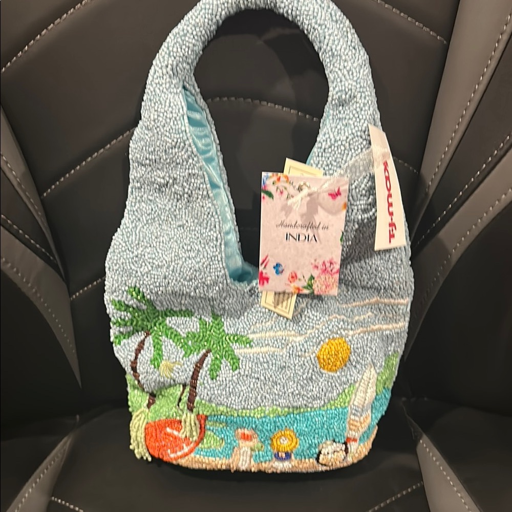 Viral Beaded Beach Scene Bag